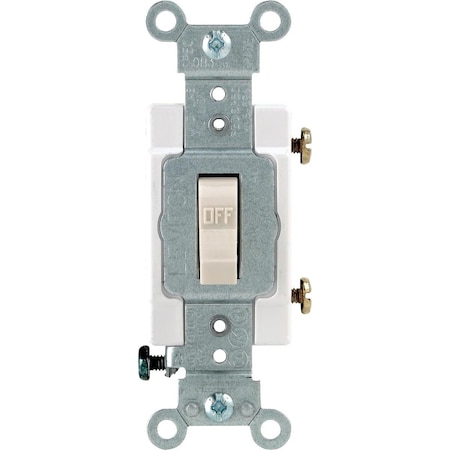 Leviton Commercial Grade 20 Amp Toggle Single Pole Switch, Light Almond S16-CS120-2TS
